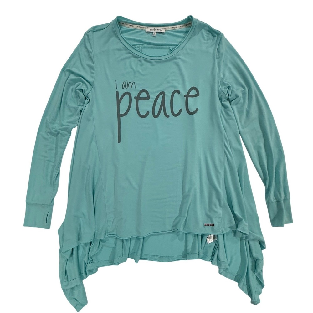 Peace Love World I Am Peace Angel Blue Long Sleeve Parachute Top A285686 S W470